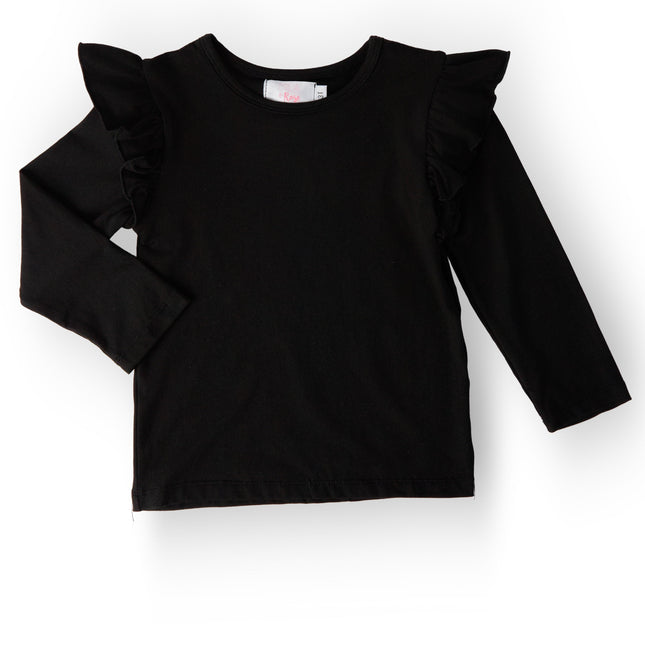 Black L/S Ruffle Tee - Dashing Nova