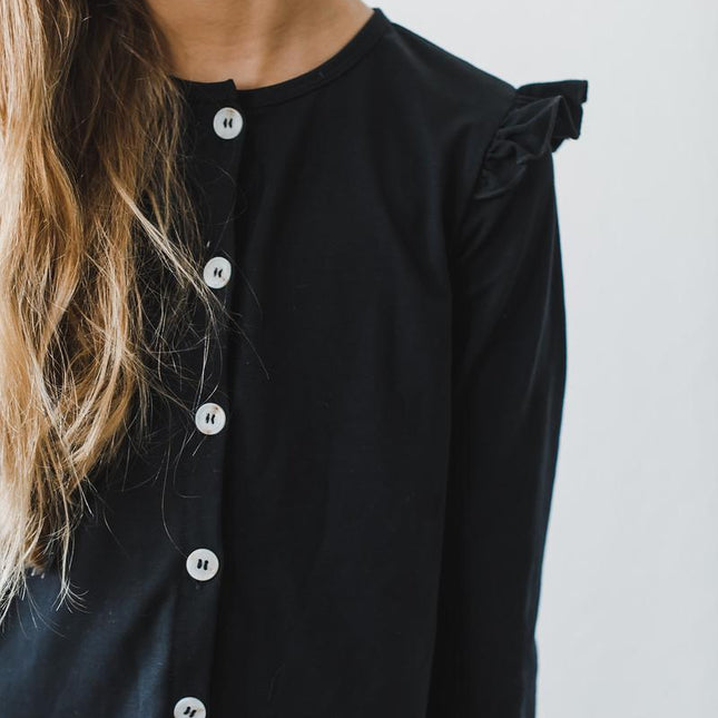 Black Ruffle Cardigan - Dashing Nova