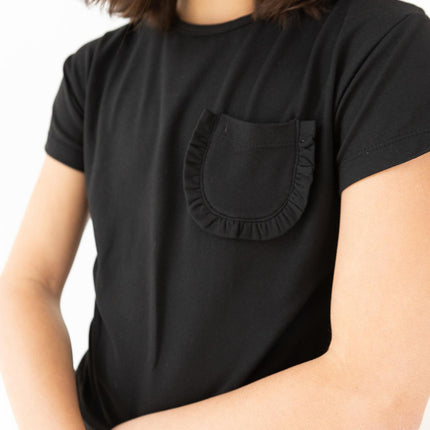 Black Ruffle Pocket Tee - Dashing Nova