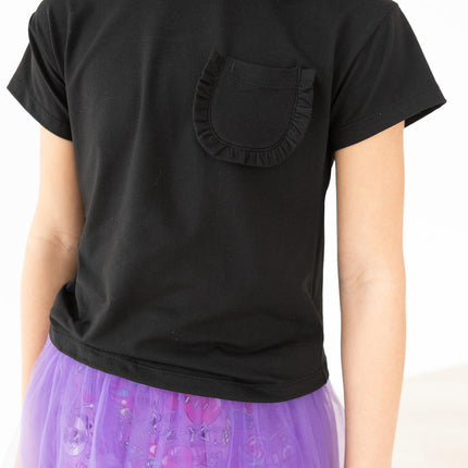 Black Ruffle Pocket Tee - Dashing Nova