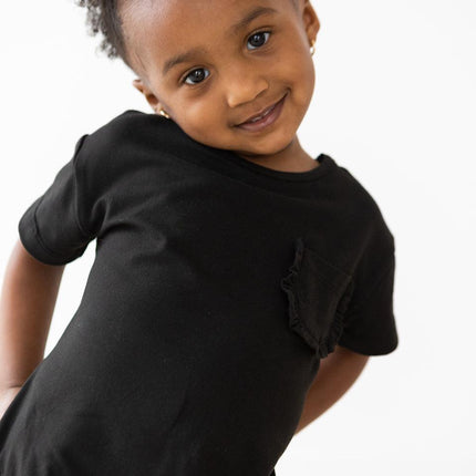 Black Ruffle Pocket Tee - Dashing Nova