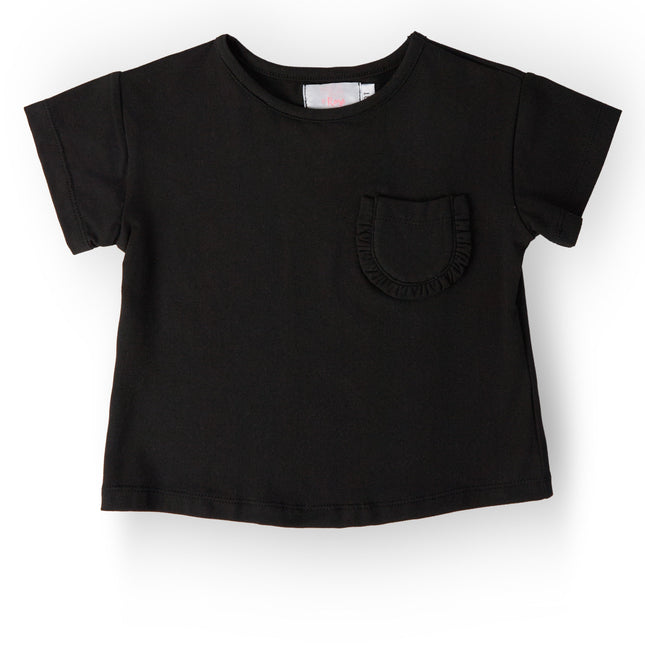 Black Ruffle Pocket Tee - Dashing Nova