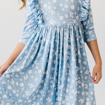 Bluebell 3/4 Sleeve Ruffle Twirl Dress - Dashing Nova