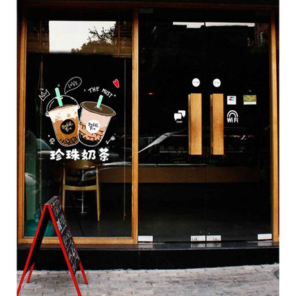 Static Glass Cling Film – Reusable Window Decor for Boba Shops