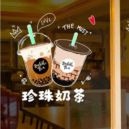 Static Glass Cling Film – Reusable Window Decor for Boba Shops