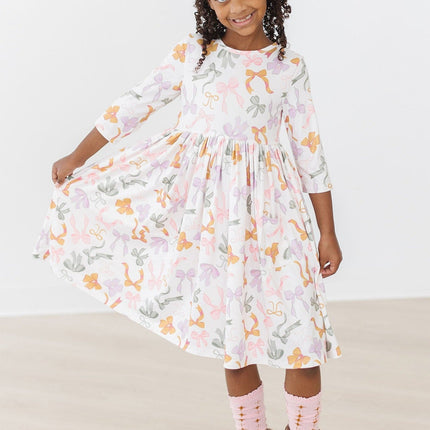 Boho Bows 3/4 Sleeve Pocket Twirl Dress - Dashing Nova
