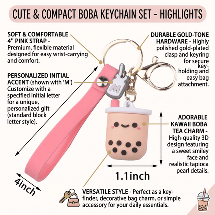 Bubble Tea Silicone Keychain – Cute Boba Accessory for Bags & Keys