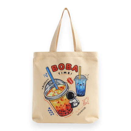 Bubble Tea Tote Bag Gift Set – Boba Bag with Keychain & Pin