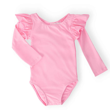 Bubblegum Pink L/S Flutter Sleeve Leotard