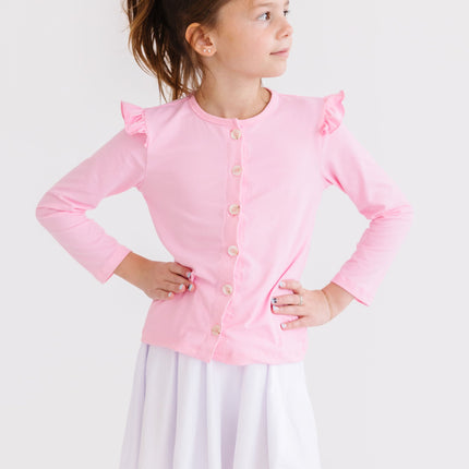 Bubblegum Pink Ruffle Cardigan - Dashing Nova