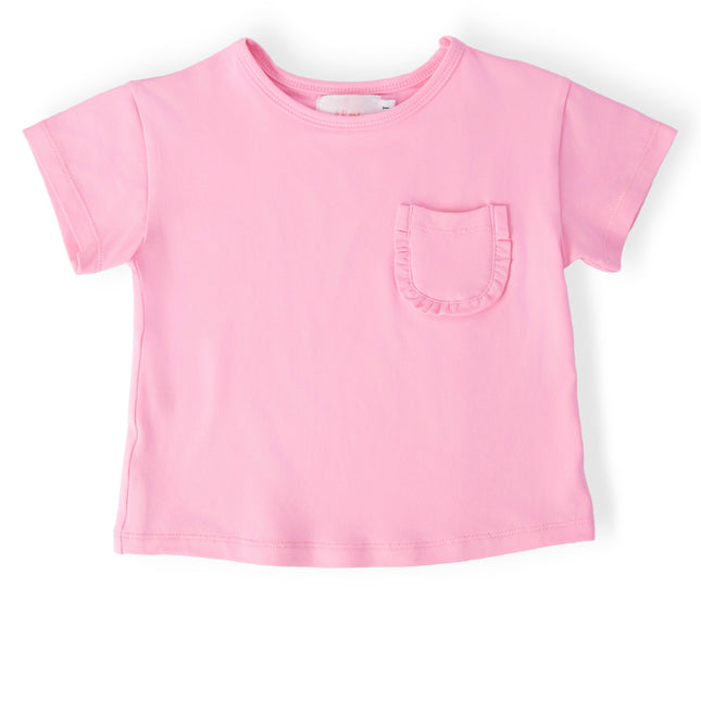 Bubblegum Pink Ruffle Pocket Tee - Dashing Nova