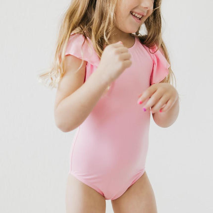 Bubblegum Pink S/S Flutter Sleeve Leotard - Dashing Nova