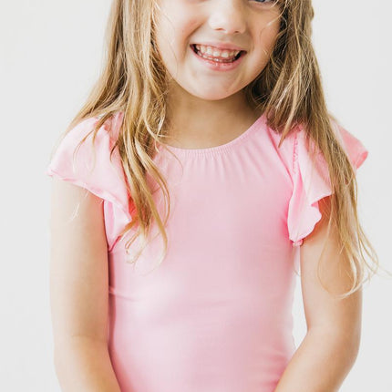 Bubblegum Pink S/S Flutter Sleeve Leotard - Dashing Nova