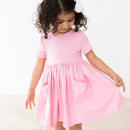 Bubblegum Pink S/S Pocket Twirl Dress - Dashing Nova