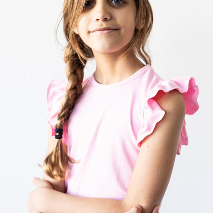 Bubblegum Pink S/S Ruffle Tee - Dashing Nova