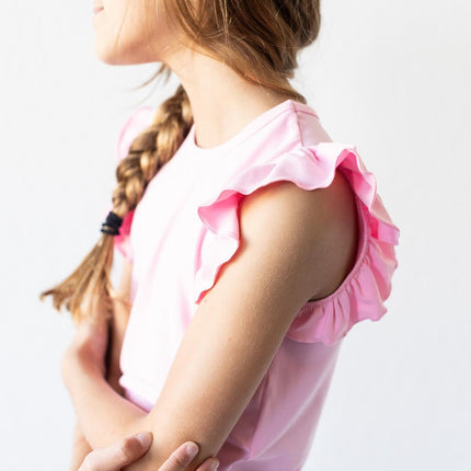 Bubblegum Pink S/S Ruffle Tee - Dashing Nova