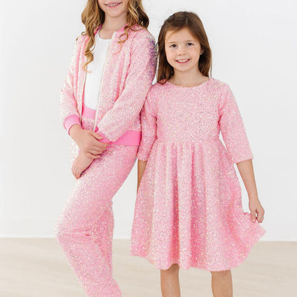 Bubblegum Pink Sequin Joggers - Dashing Nova