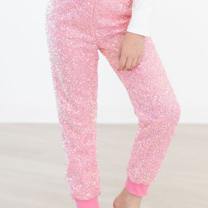 Bubblegum Pink Sequin Joggers - Dashing Nova