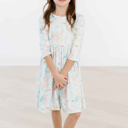 Bunny Dreams 3/4 Sleeve Pocket Twirl Dress