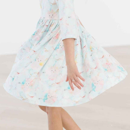 Bunny Dreams 3/4 Sleeve Pocket Twirl Dress