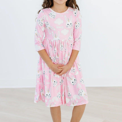 Bunny Love 3/4 Sleeve Pocket Twirl Dress - Dashing Nova