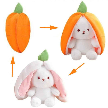 Reversible Strawberry Bunny Plush Toy Soft Polyester Kids Easter Basket Stuffer Gift Birthday Surprise for Girls and Boys
