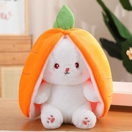 Reversible Strawberry Bunny Plush Toy Soft Polyester Kids Easter Basket Stuffer Gift Birthday Surprise for Girls and Boys