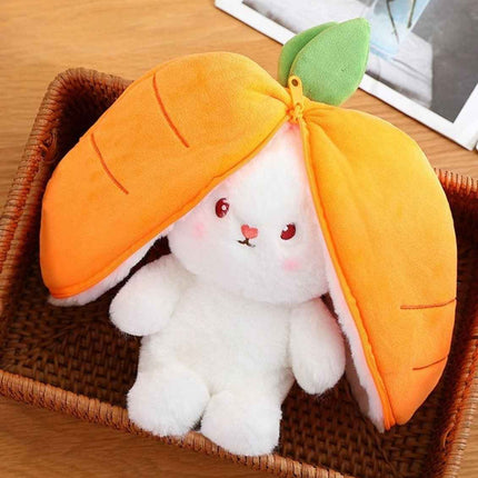Reversible Strawberry Bunny Plush Toy Soft Polyester Kids Easter Basket Stuffer Gift Birthday Surprise for Girls and Boys