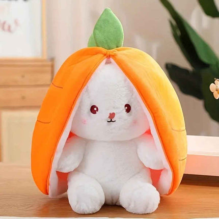 Reversible Strawberry Bunny Plush Toy Soft Polyester Kids Easter Basket Stuffer Gift Birthday Surprise for Girls and Boys
