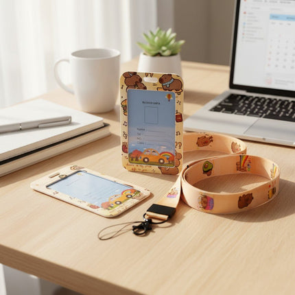 Capybara ID Card Holder with Lanyard for Students and Workers