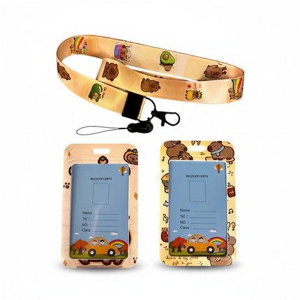 Capybara ID Card Holder with Lanyard for Students and Workers