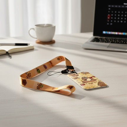 Capybara ID Card Holder with Lanyard for Students and Workers