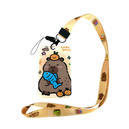 Capybara ID Card Holder with Lanyard for Students and Workers