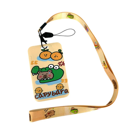 Capybara ID Card Holder with Lanyard for Students and Workers