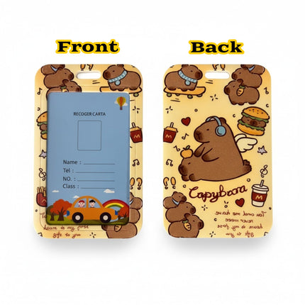 Capybara ID Card Holder with Lanyard for Students and Workers