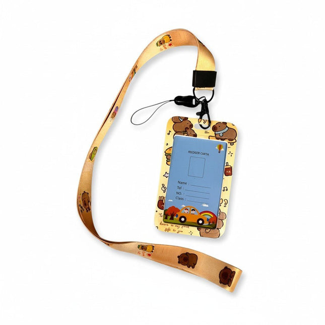Capybara ID Card Holder with Lanyard for Students and Workers