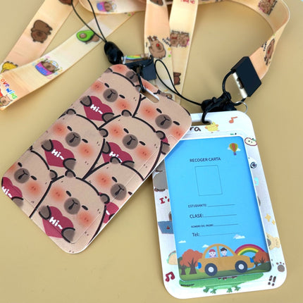 Capybara ID Card Holder with Lanyard - Standard Size for Student Employee ID Cards