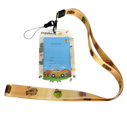 Capybara ID Card Holder with Lanyard - Standard Size for Student Employee ID Cards