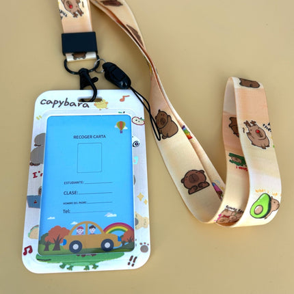 Capybara ID Card Holder with Lanyard - Standard Size for Student Employee ID Cards