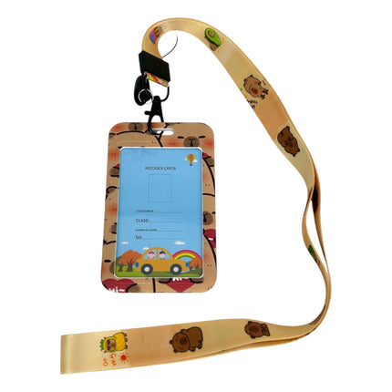 Capybara ID Card Holder with Lanyard - Standard Size for Student Employee ID Cards