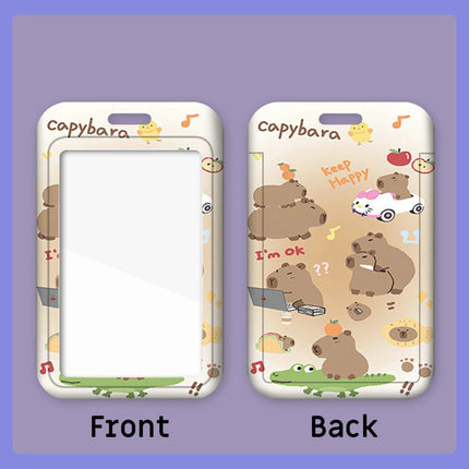 Capybara ID Card Holder with Lanyard - Standard Size for Student Employee ID Cards