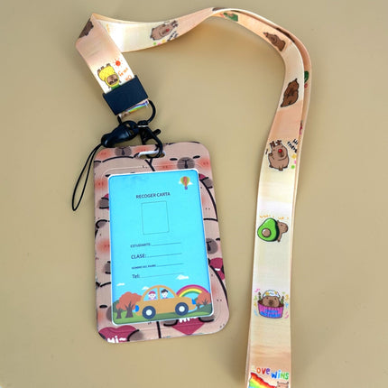 Capybara ID Card Holder with Lanyard - Standard Size for Student Employee ID Cards