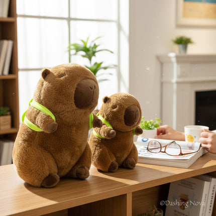 Soft Capybara Plush Toy with Turtle Backpack – Kid - Friendly Gift