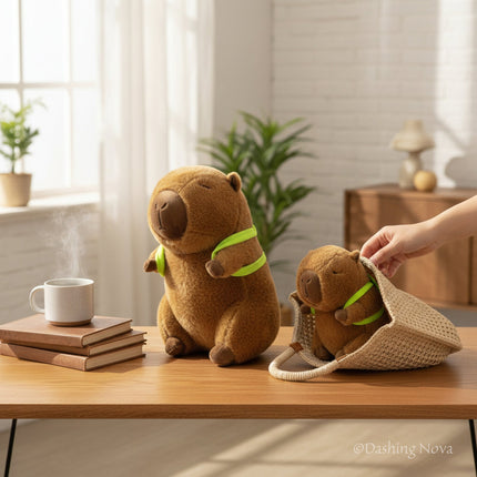 Soft Capybara Plush Toy with Turtle Backpack – Kid - Friendly Gift