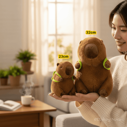Soft Capybara Plush Toy with Turtle Backpack – Kid - Friendly Gift