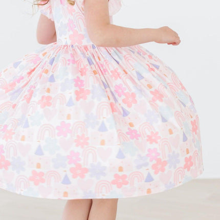 Castles & Rainbows Flutter Sleeve Twirl Dress - Dashing Nova