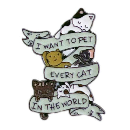 Cat Lover Enamel Pin – Pet Every Cat Design for Bags and Jackets