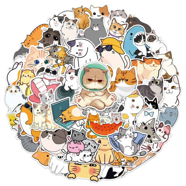 Cat Stickers – 50 Waterproof Vinyl Decals for All Surfaces