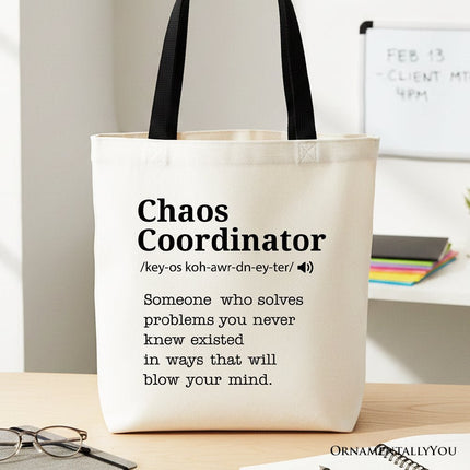 Chaos Coordinator Definition Canvas Tote Bag, Funny Gift Shopper for Busy Moms