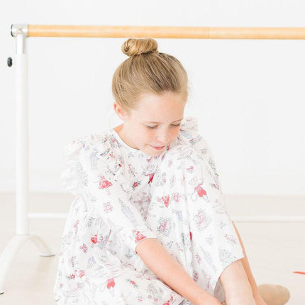 Clara's Christmas 3/4 Sleeve Ruffle Twirl Dress - Dashing Nova